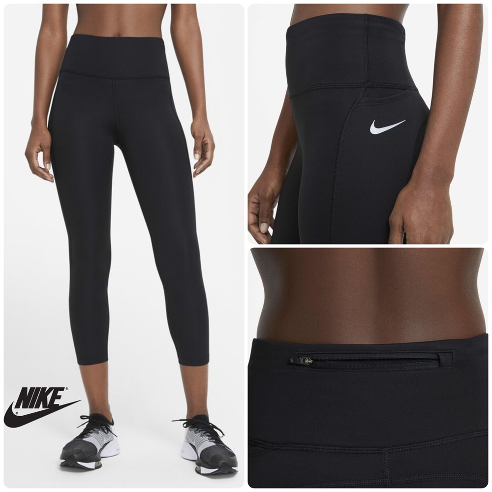 Nike Fast Women's Mid-Rise Crop Running Leggings in Black
